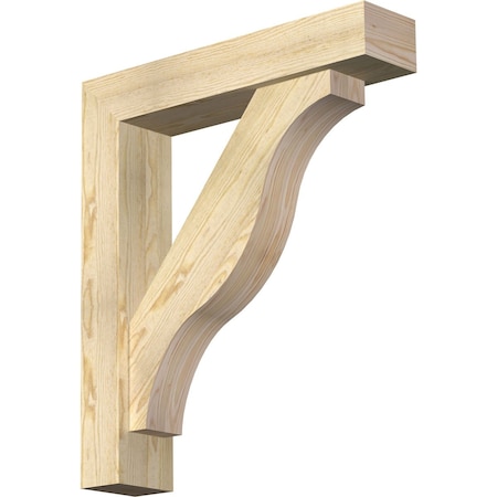Ekena Millwork Funston Block Rough Sawn Bracket w/ Offset Brace, Douglas Fir, 6"W x 28"D x 32"H BKT0604X28X32FST05RDF
